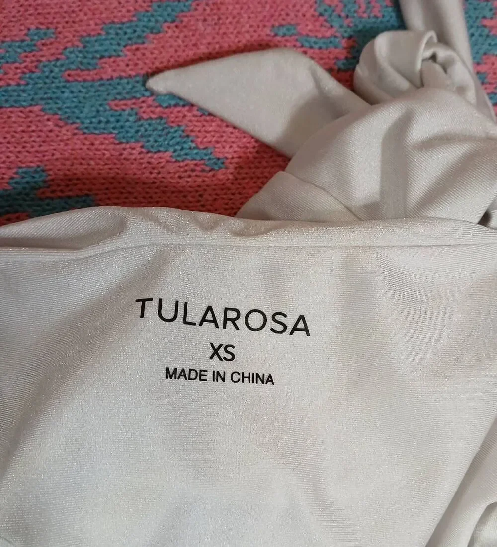 Tularosa womens small one piece halter neck swimsuit white nylon high cut